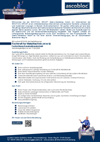 Vorschaubild - Download Ausbildungsbeschreibung Fachkraft für Metalltechnik (m/w/d)